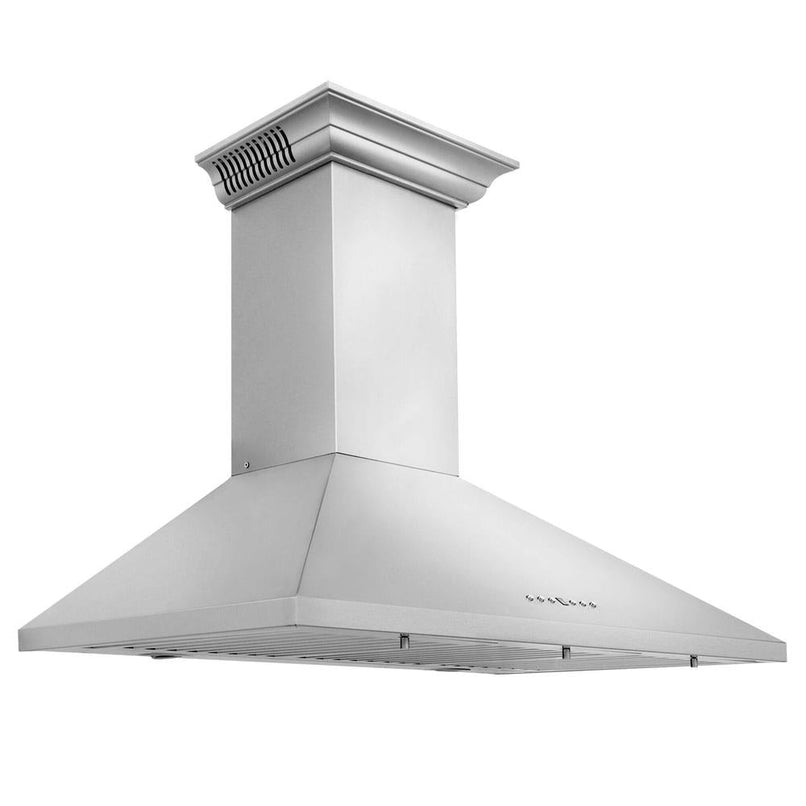 ZLINE 42 in. CrownSound™ Ducted Vent Wall Mount Range Hood in Stainless Steel with Built-in Bluetooth Speakers (KL2CRN-BT-42)