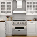 ZLINE 36 in. Professional Convertible Vent Wall Mount Range Hood in Stainless Steel with Crown Molding (597CRN-36)