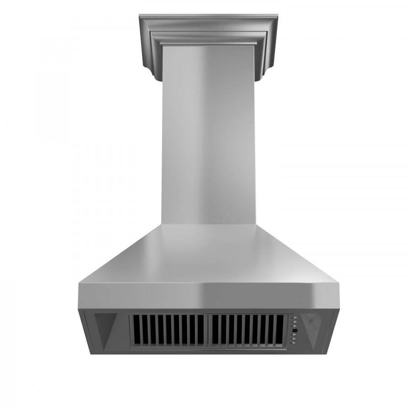 ZLINE 30 in. Professional Convertible Vent Wall Mount Range Hood in Stainless Steel with Crown Molding (597CRN-30)