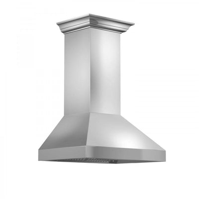 ZLINE 48 in. Professional Convertible Vent Wall Mount Range Hood in Stainless Steel with Crown Molding (597CRN-48)