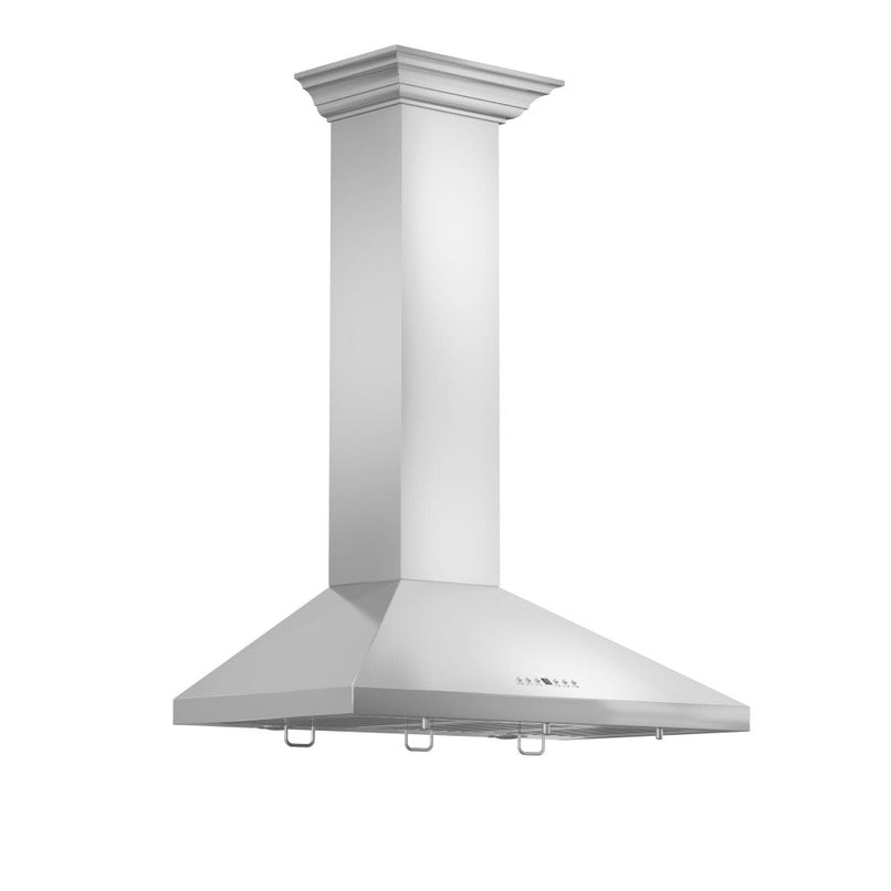 ZLINE 48 in. Convertible Vent Convertible Vent Wall Mount Range Hood in Stainless Steel with Crown Molding (KL2CRN-48)
