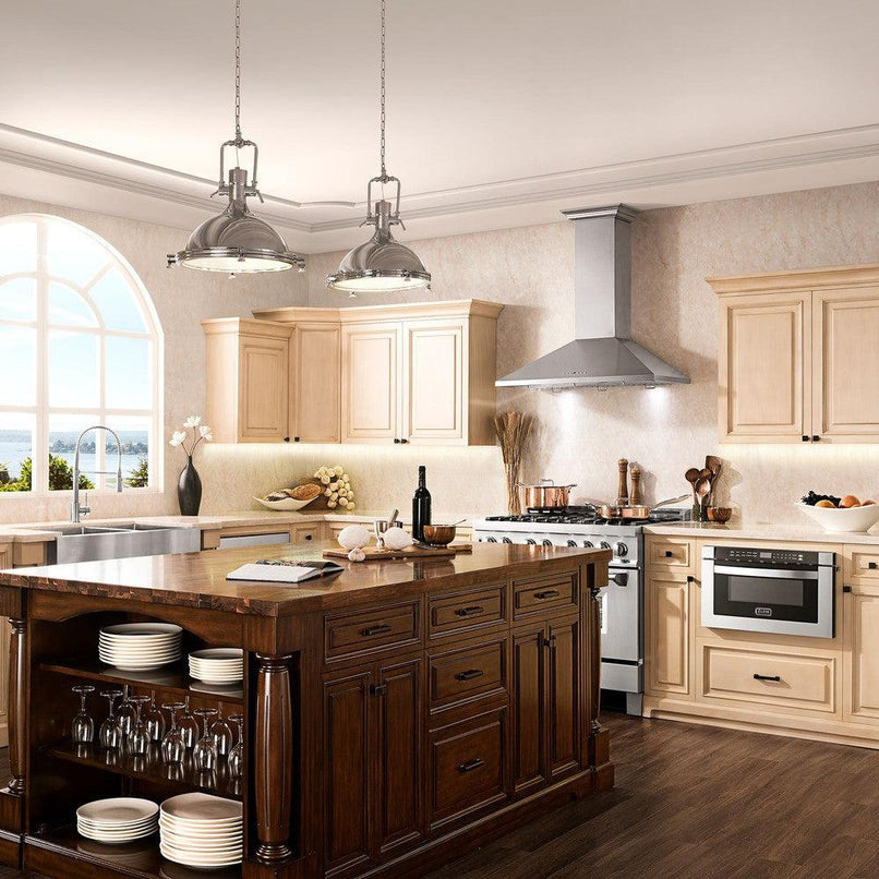 ZLINE 42 in. Convertible Vent Wall Mount Range Hood in Stainless Steel with Crown Molding (KL2CRN-42)