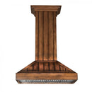ZLINE 36 in. Wooden Convertible Vent Wall Mount Range Hood in Rustic Light Finish - Includes Motor (KPLL-36) built-in lighting.